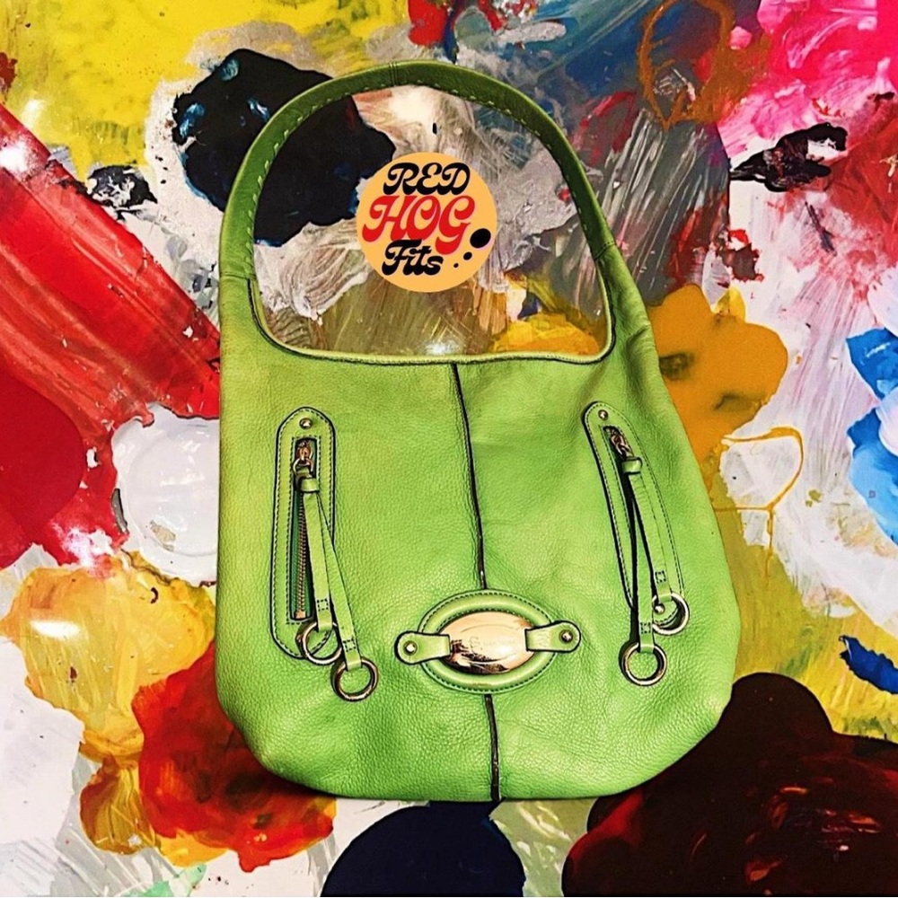 B. Makowsky Green Leather Shoulder Bag